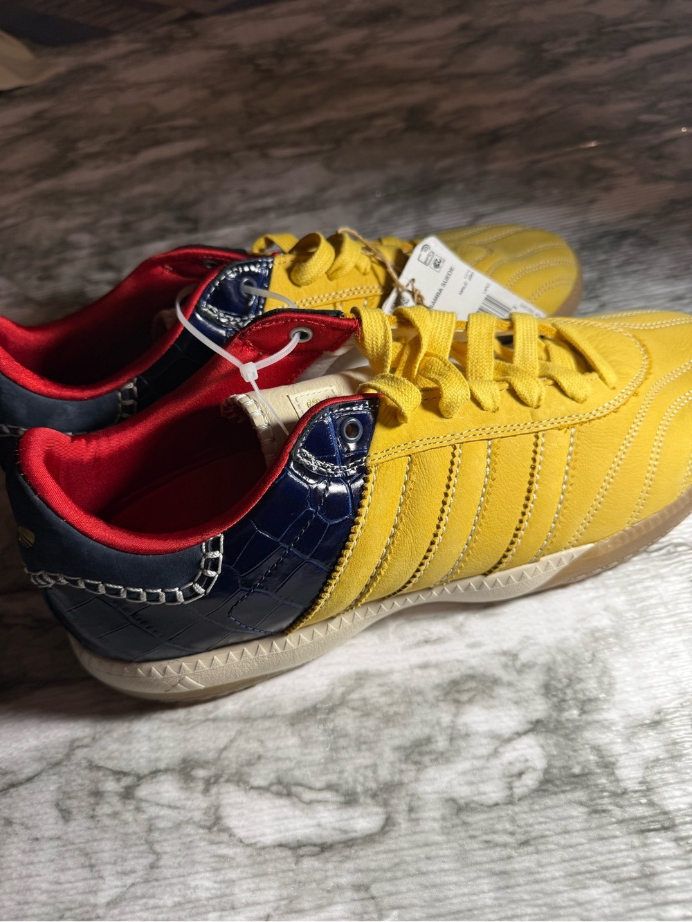 NWT adidas x Wales Bonner Samba Suede Gold/navy Croc Sneakers Mens Sz 13 Ih8407